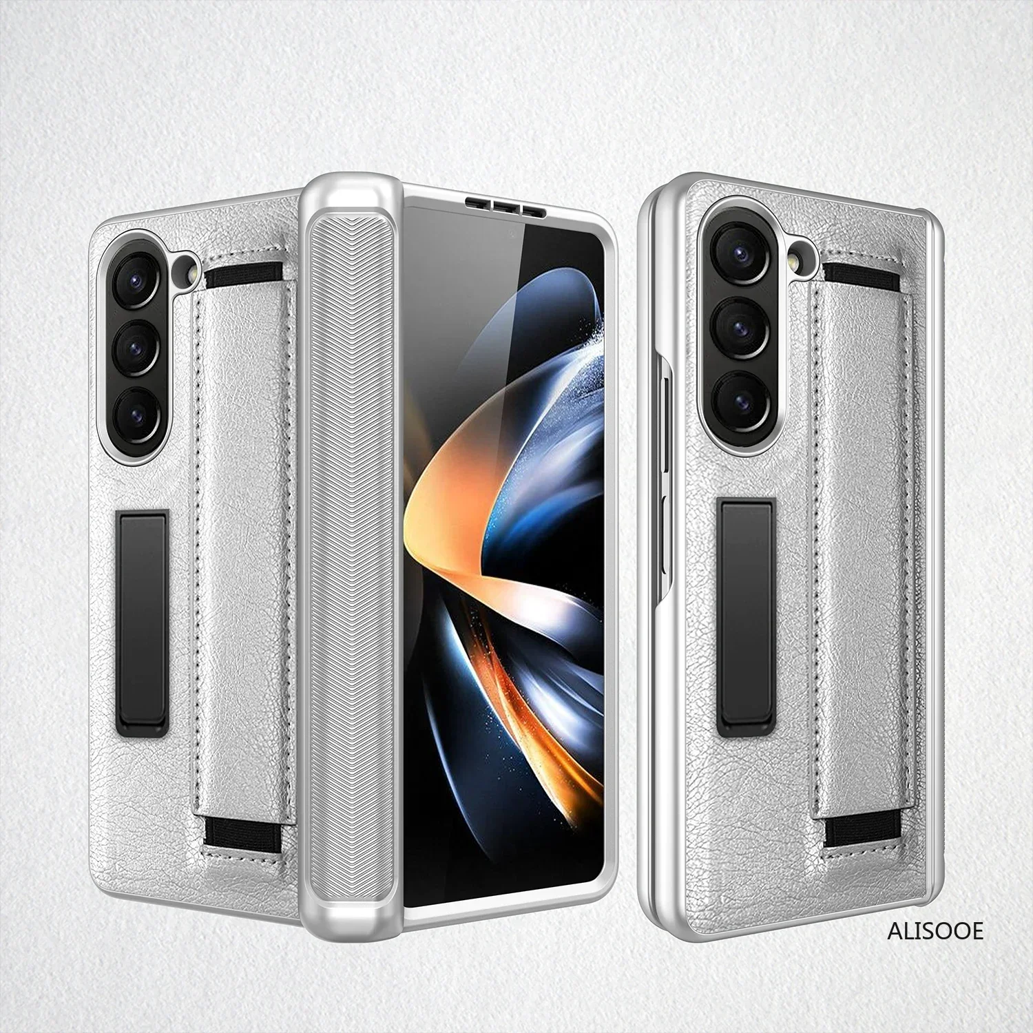Premium Hinge Case with Wristband and Stand for Samsung Galaxy Z Fold - Front Glass Protection Included