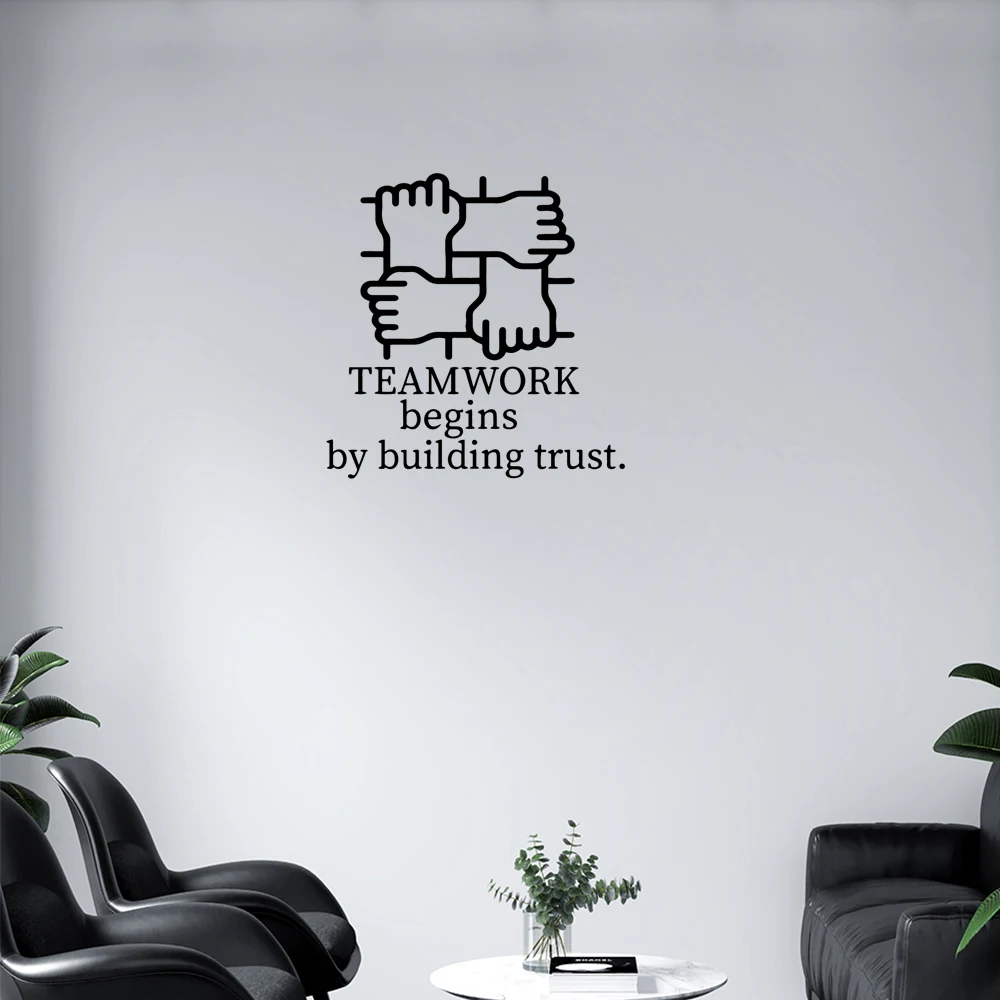 

1 pc hot sale inspiring teamwork text with building trust Wall Sticker Vinyl Art Home Decor For the office Art Decor Wallpaper