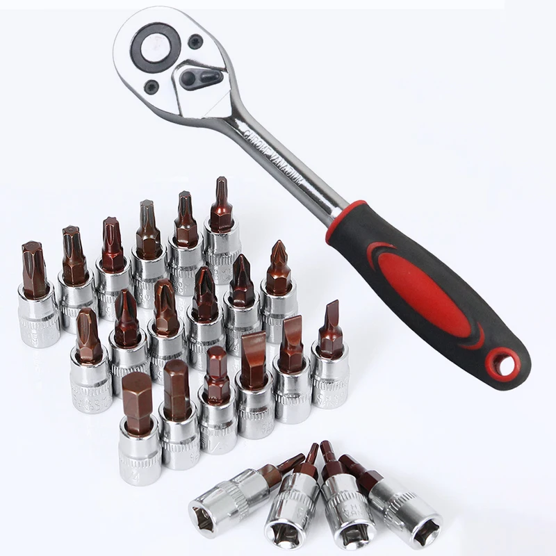1/4 ''Ratchet ประแจ Torx Phillips Allen Key สำหรับซ่อมจักรยานชุดกล่อง