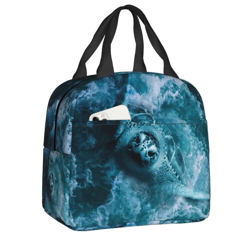 

Sea Turtle Watercolor Art Thermal Insulated Lunch Bag Women Ocean Lover Lunch Tote for Outdoor Camping Storage Food Bento Box