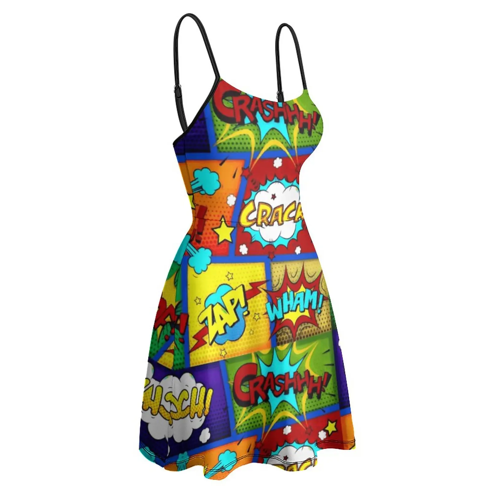 

Panels Crazy Colorful Comic Book Panels 1 Funny Graphic Exotic Woman's Gown Women's Sling Dress Funny Clubs Dresses