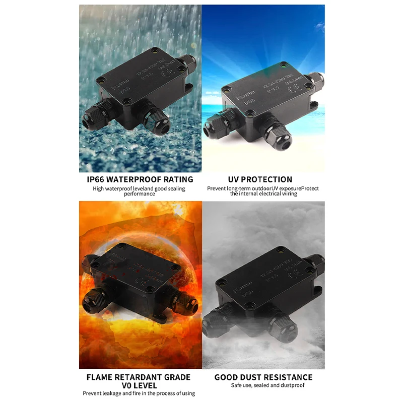 IP66 Waterproof Junction Box 2 Way 3 Way 3mm-6.5mm Cable Connector Sealed Retardant Electrical Outdoor Waterproof Box DIY GO