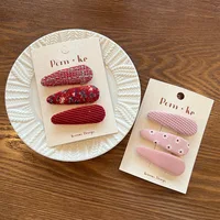 Baby Hair Clips for Girls Oval Snap Clips Embroidery Flower Hairpin Toddler Print Fabric Wrapped Korean Style Hairgrips Winter 2
