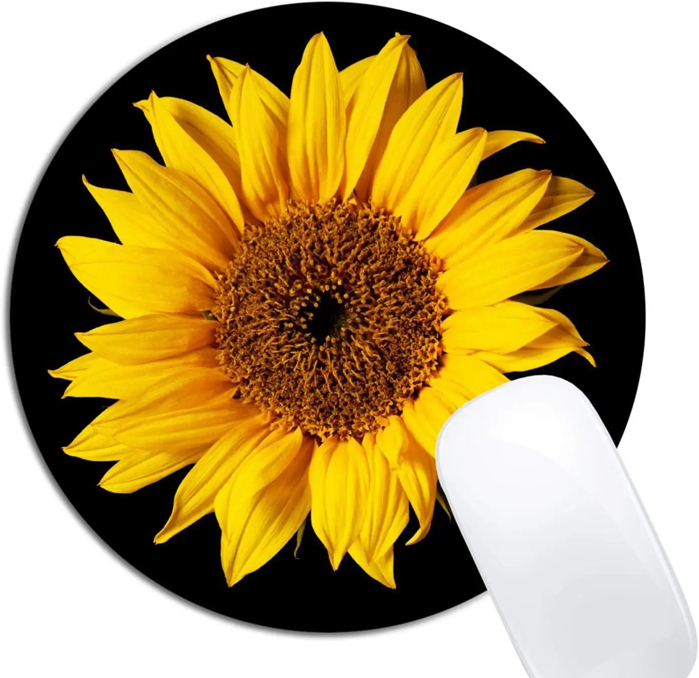 

Sunflower Black Sun Flower Mouse Pad Round Non-Slip Rubber Mousepad Laptop Office Computer Decor Cute Desk Accessories Mouse Pad