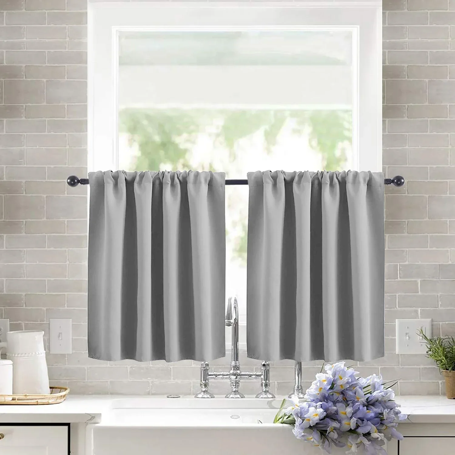 1Panel Short Tier Sheer Curtains Kitchen Drapes Rod Pocket Non-See-Through Window Curtains for Bathroom/ Cortinas Rusticas 4