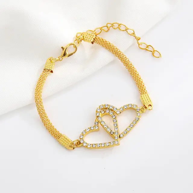97909-851816.jpeg Bracelets de Couple en forme de cœur d'amour pour femmes et hommes, couleur argent, Double couche, chaîne assortie, bijoux cadeau pour amoureux, 1 pièces