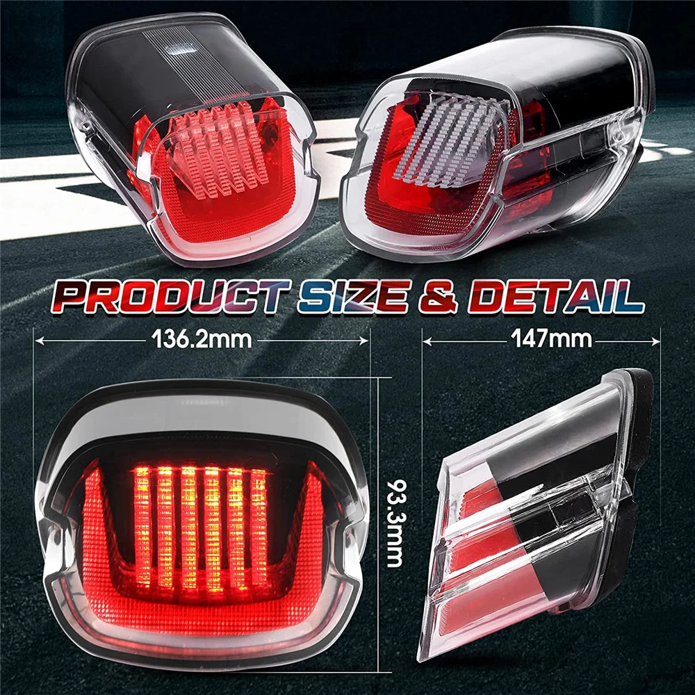 NATGIC 1 stuk motorfietsremlicht, motorfietsachterlicht, achterspatbordremlicht ombouwaccessoire voor Harley Sportster XL 883N 1200N XL1200V XL1200X, rode lens