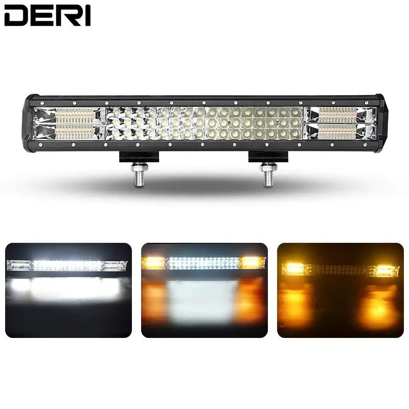 20InchDualColorsWhiteYellowLEDFlashLightBar6000K12V24VFor