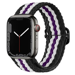 Braided Nylon Strap for Smartwatch - Versatile Size Options (Black white purple)