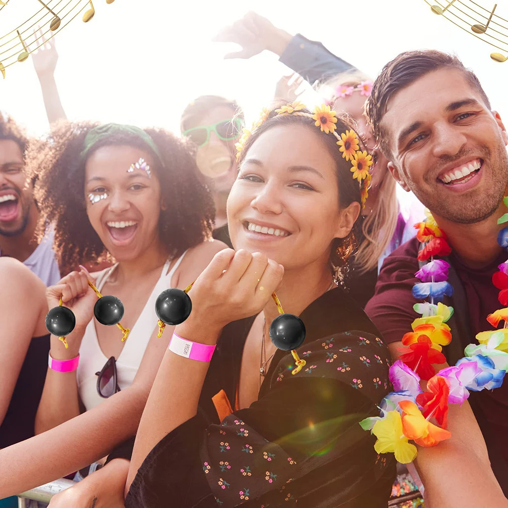 2 Pair Kashaka Shaker Instrument Double Gourds Hand Shaker Balls Comfortable To Hold Musical Fingertip Ball For Weddings Parties