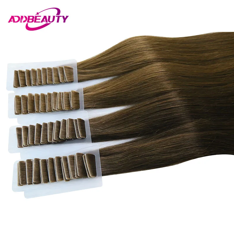 Addbeauty Tape in Hair Extensions Human Hair Straight Seamless Tape in Extensions Invisible Skin Weft Virgin Extension