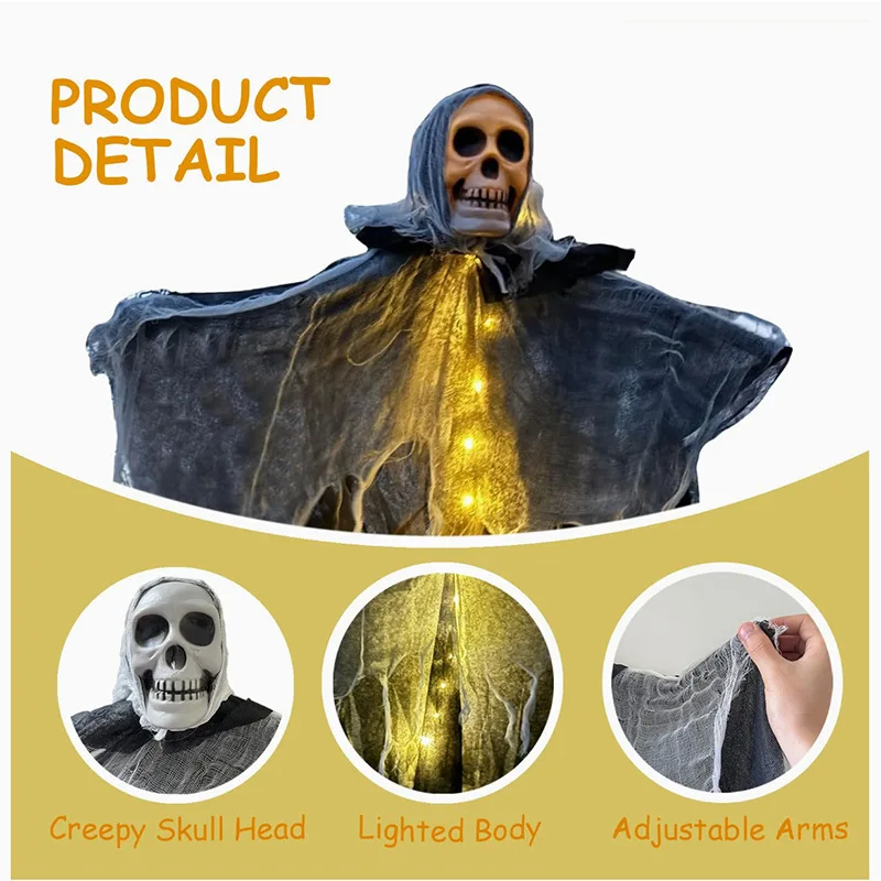 Halloween Glowing Skull Hanging Skeleton 5