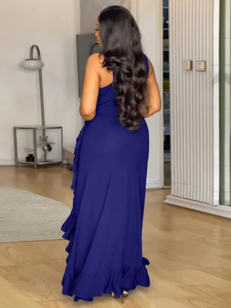 Wmstar Plus Size Dresses Women 2025 Wholesale Deep V Neck Elegant Bandage Long Dress Fashion Street Wear Drop Shopping Summer