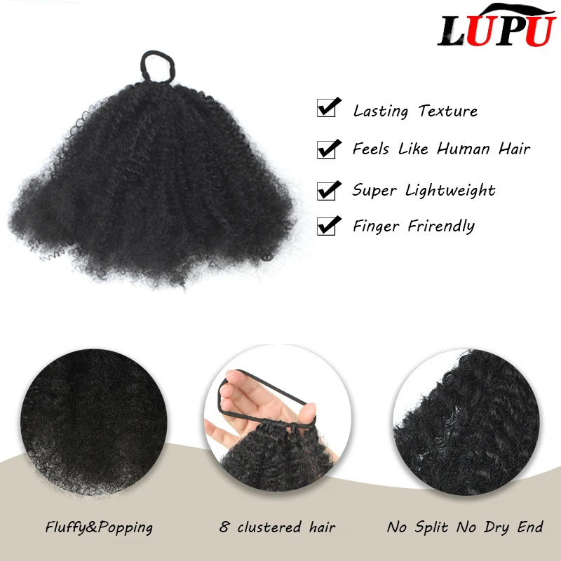 LUPU Multi Color Kinky Curly Ponytail Clip - in Hairpiece Transform Your Look in Seconds Soft Bouncy Curls for a Glamorous Vibe