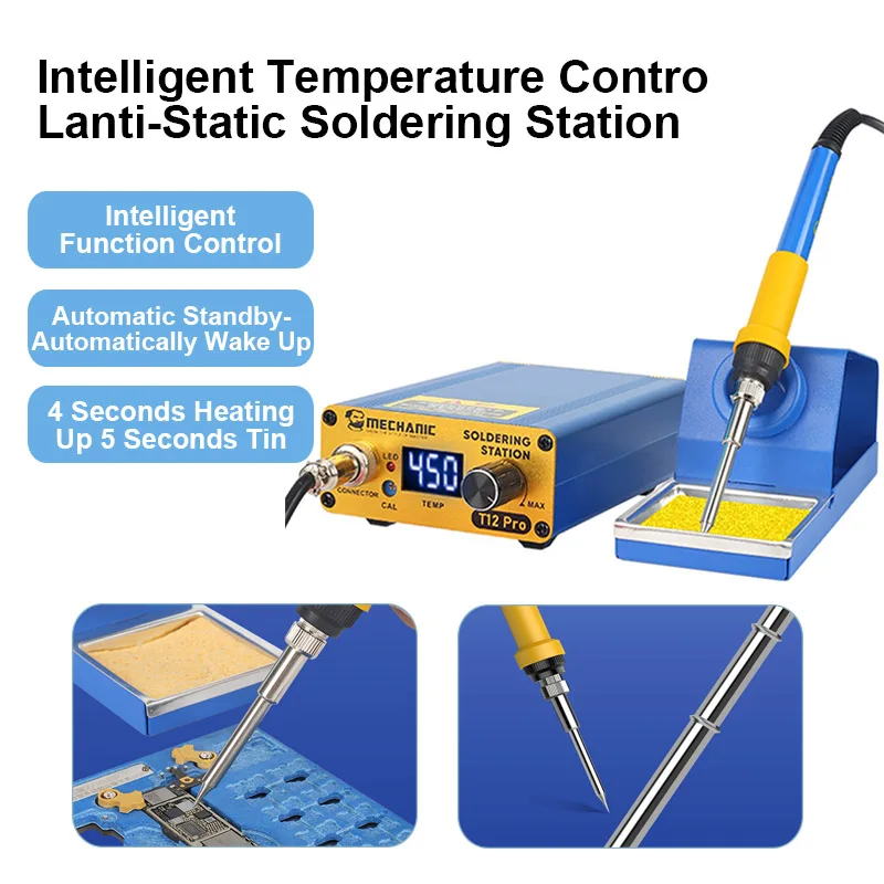 

MECHANIC T12 Pro Intelligent Soldering Station with Temperature Control BGA PCB Repair Anti-Static Electric Soldering Iron