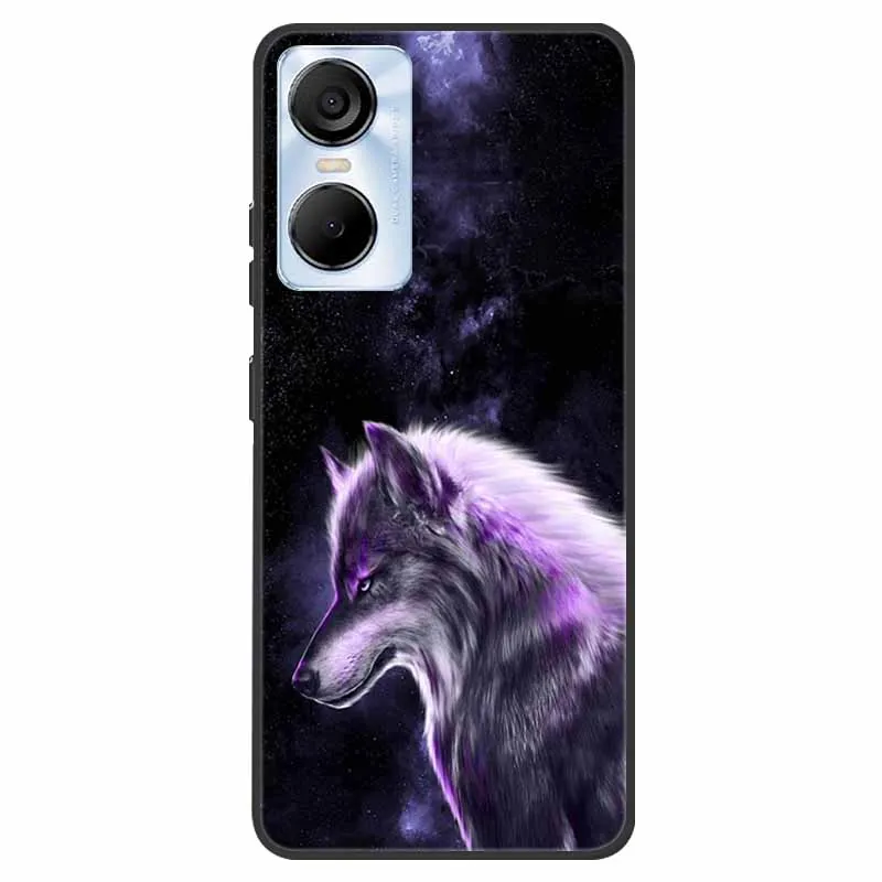 Animal Silicone TPU Soft Phone Case - Protective Wolf & Cat Design