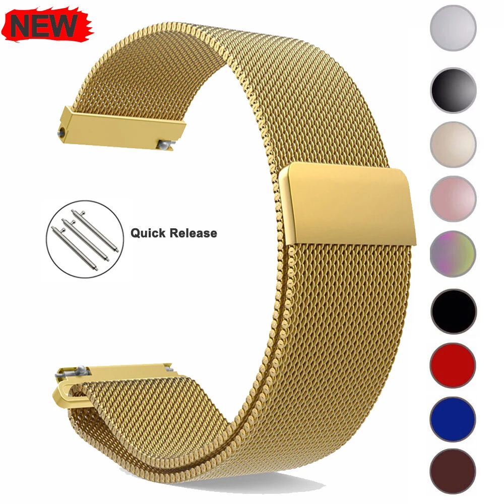 

20mm 22mm Milanese Loop For Samsung Galaxy watch 6 5 Strap 44mm 40mm/5 pro/4 6 Classic/Active 2 Bracelet Huawei gt 2/3 pro band