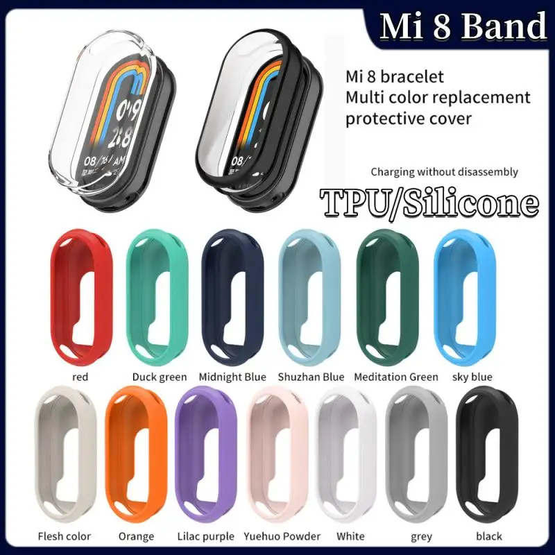 

Защитная пленка для экрана, чехол для Xiaomi Mi Band 8, защита экрана, мягкий ТПУ/силикон с Бампером для Miband 8, аксессуары