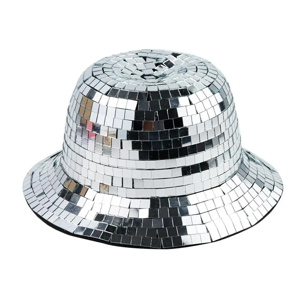 GlitterMirrorDiscoBucketHatStunningDiscoBallHatsforDJGlitter