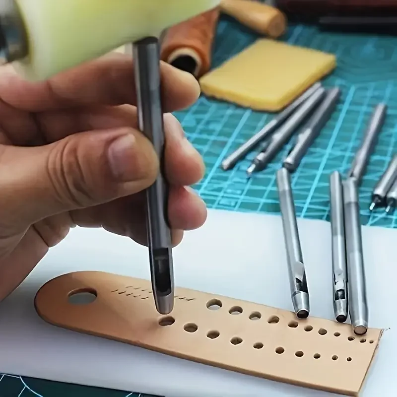 Leather Hole Puncher 6 Pieces Leather Perforator Perforation Tool for Belts Watch Straps Handbag Straps Home Leather Perforation Belt Punch