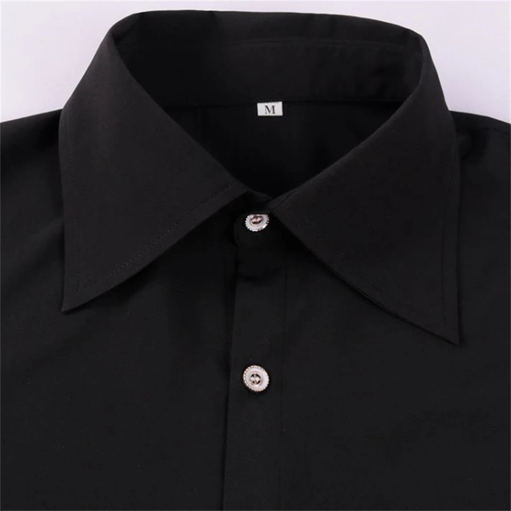 Victorian Shirt for Men Black Swallow Tail Vampire Steampunk Gothic Long Sleeve Turn Down Collar Costumes Tops