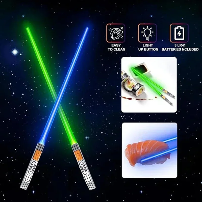 1 Pair LED Chopsticks Lightsaber Chopsticks Mini Chopsticks Reusable Chopsticks for Party Luminous Chinese Chopsticks