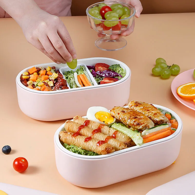Wireless Electric Lunch Box Water-free Heating Food Container 2200mAh Portable  Food Warmer 1L Stainless Steel Liner Bento Box