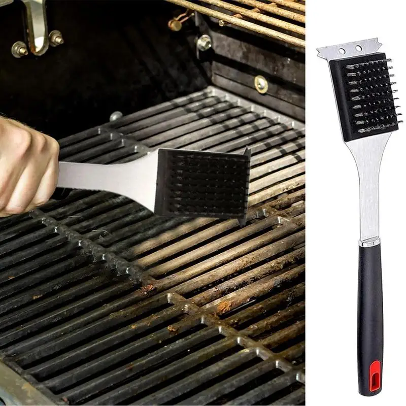 Grill Brush Versatile Grill Cleaning Kit Efficient Scraper Stainless Steel With Handle Scrubber BBQ Brushes For