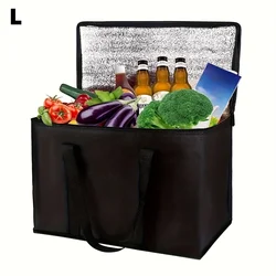 Insulated XL/Large Grocery Tote: Versatile Hot & Cold Food Carrier with Sturdy Zipper (L)