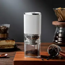 Enhanced Electric Burr Coffee Grinder - Premium Household Bean Mill & Manual Brewer - USB Type - C (WHITE)