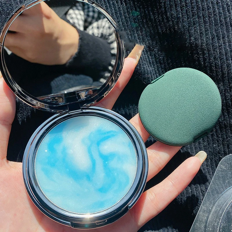 The Blue Sky Oil Control Makeup Powder Cake with Puff Matte Concealer Gel Waterproof Wet and Dry Face Foundation Cosmetics pressed powder foundation setting powder concealer powder face powder compact powder
