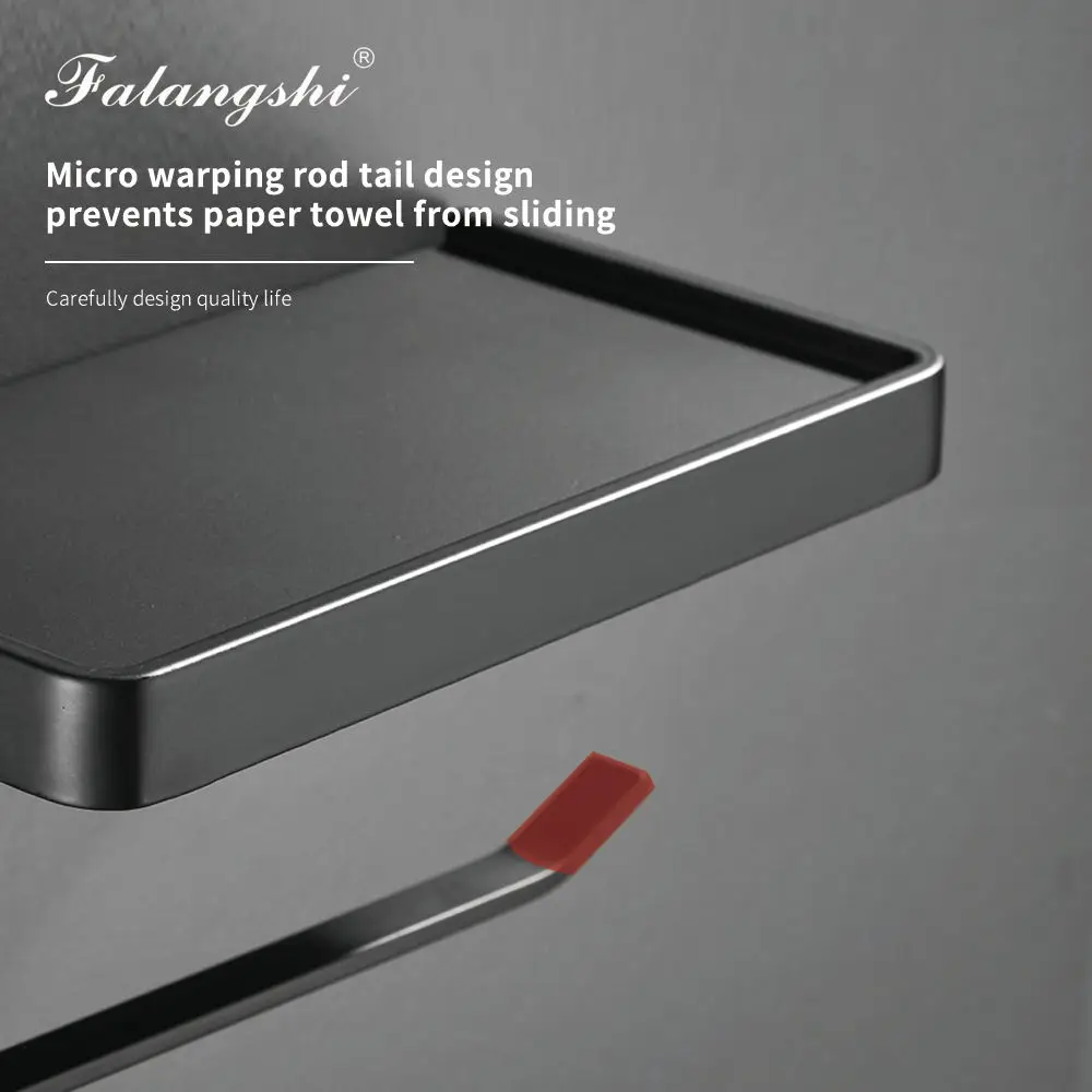 Aluminium Black Toilet Paper Holder Bathroom Phone Storage Paper Dispenser Roll Holder Wall Mounted Bathroom Shelve WB8233 toilet paper holder