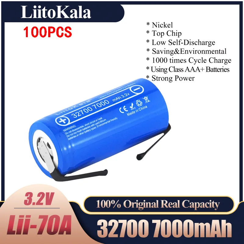 

Wholes LiitoKala Lii-70A 3,2 V 32700 6000mAh 7000mAh LiFePO4 аккумулятор 35A непрерывный разряд, максимальная мощность батареи высокой мощности + никель