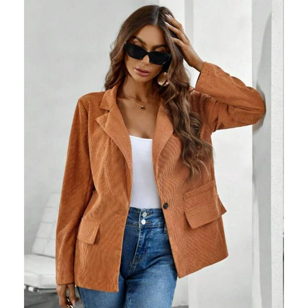 Coat Casual Commuting Work Wear Jackets for Women 2023 Slim Woman Clothing Corduroy Women's Jacket Elegant Fashionable
