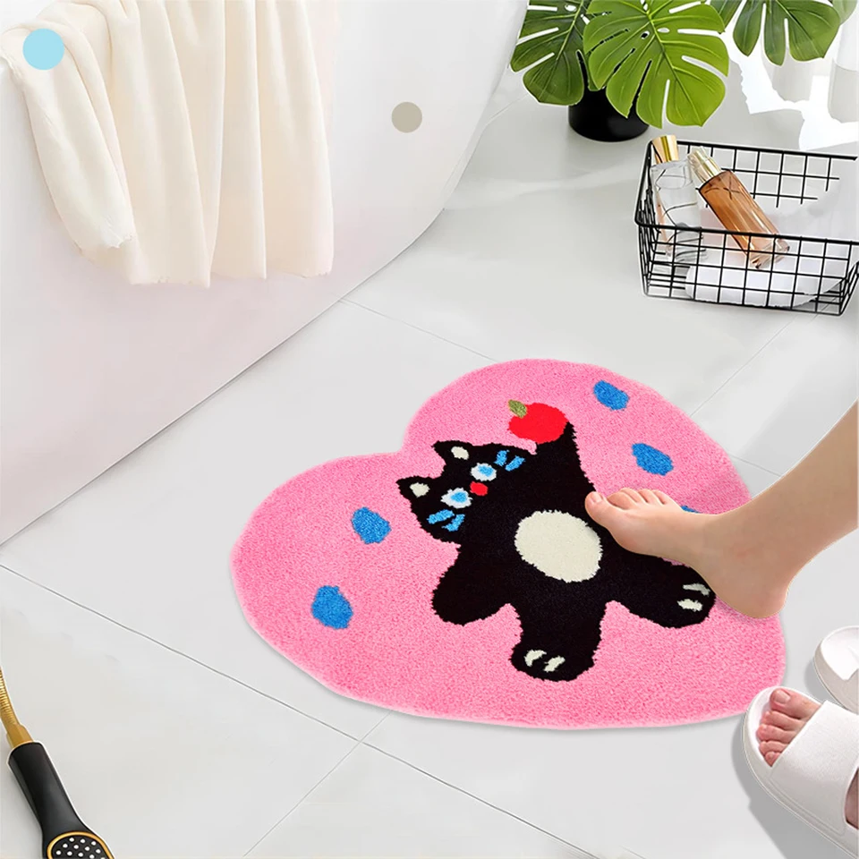 Heart Shaped Cat Print Non-Slip Door Mat