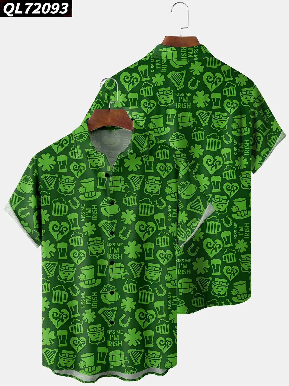 

Happy St. Patrick's Day Shirts Spring Summer Hawaiian Shirt Man High Quality Elegant Tops Casual Streetwear Shamrock Ireland