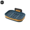 Newest Soft Silicone Non-slip Soap Holder Bathroom Strong Suction Drain Rack Soap Dishes Home Suction Cup Wall Mounted Soap Dish 6