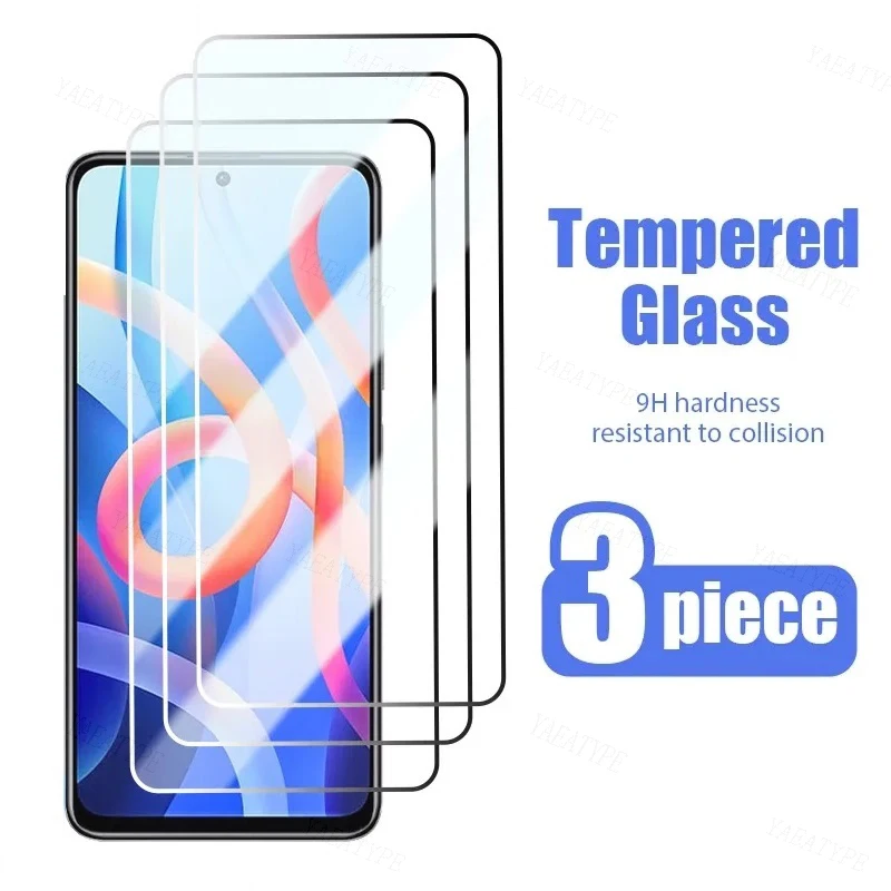 

3PCS 9H Safety Tempered Glass For Xiaomi Redmi 12 12C Screen Protector For Note 11T 11R 12R 11SE 11E Pro Protective Film