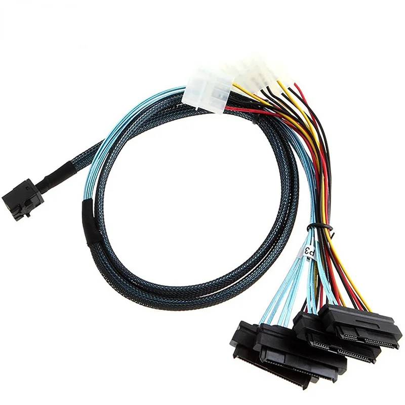 Host Interno hd Mini Sas Sff8643 Cabo Adaptador do Alvo com Ide Poder 4pin 0.5m 1m Sff8643 to Sff9482 - Imagem 3