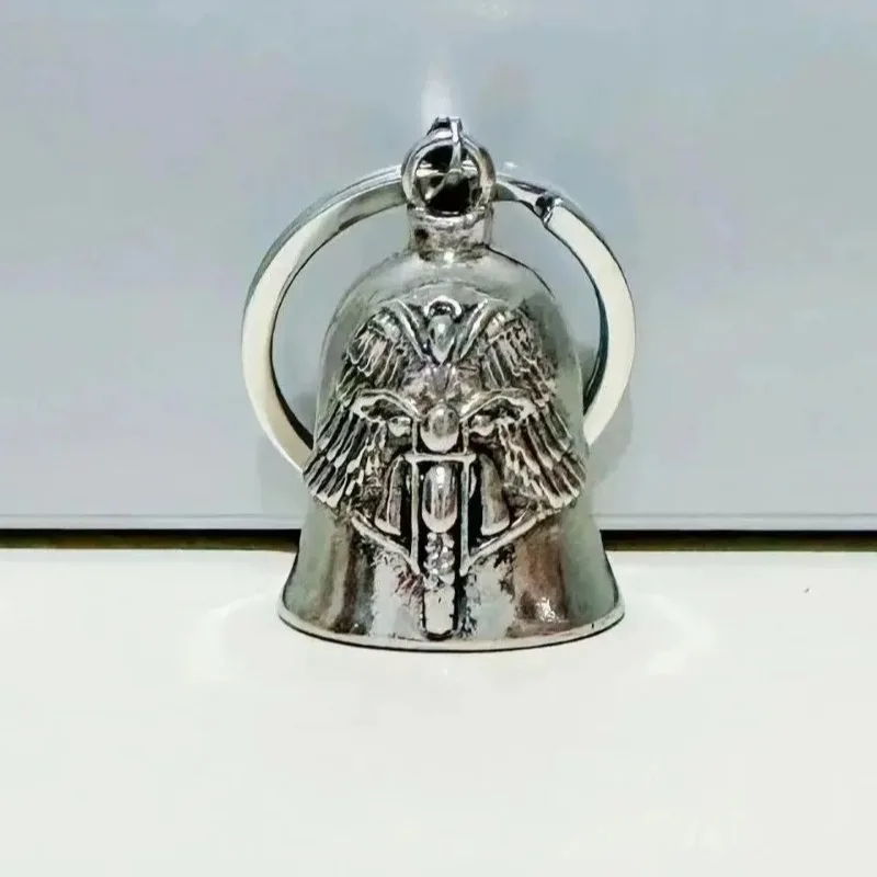 Angel Wings Motorcycle Bell Pendant Keychain Punk Rock Men Riding Party Gift