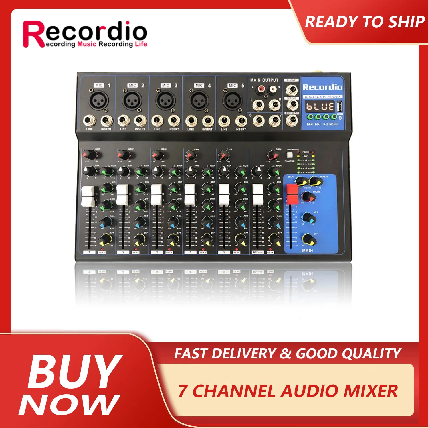 GAX-UF7/F7 USB Digital Microphone Sound Mixer Console Professional Karaoke Audio Mixer Amplifier with blueteeth