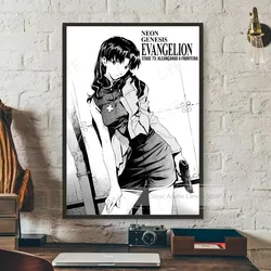 Anime Neon Genesis Evangelion Canvas Wall Art - Black and White Retro Decor for Living Room and Bedroom (K3 - 203 - 14)