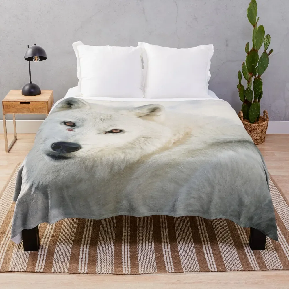 

Arctic Wolf Throw Blanket Furry Flannel Bed linens For Decorative Sofa Blankets