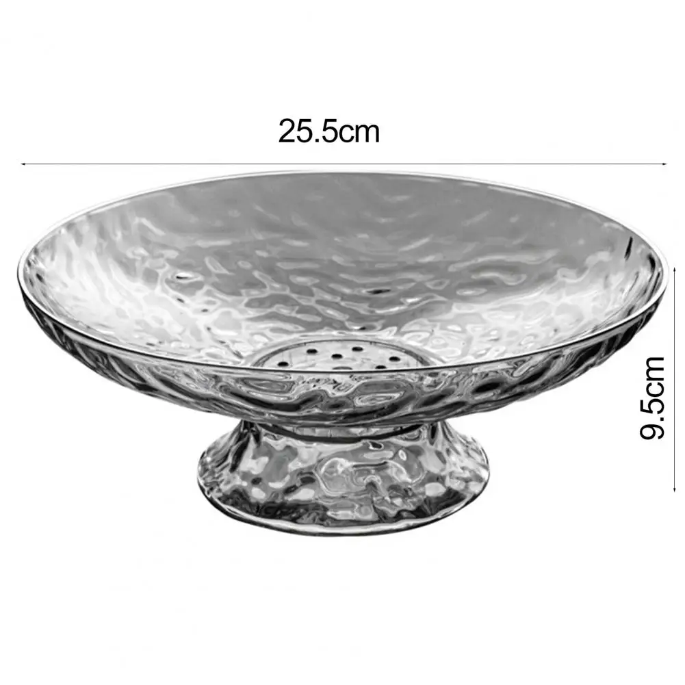 Clear Fruit Dish Round Drain Fruit Basket Modern Style Container For Kitchen Counter Table Centerpiece Decorative Home Decor