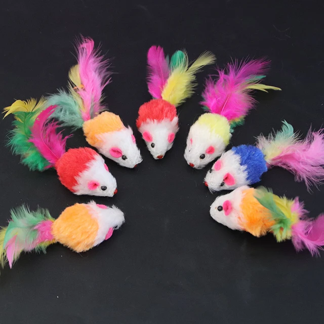 10/20/50pcs Mix Mice Feather Cat Toy Bite Resistance Plush Simulation Mouse Pet Toy Kitty Cat Mouse Toy Indoor Cat Game Supplies 5