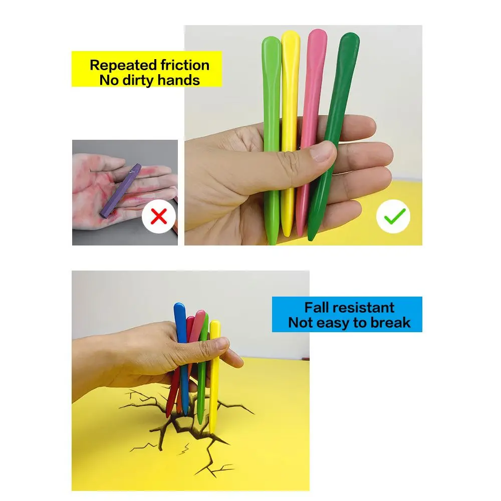 Colored Crayons 6/12/24/36 Colors Non Dirty Hand Washable Triangular Plastic Crayon Student Oil Painting Stick Early Childhood Education Tools
