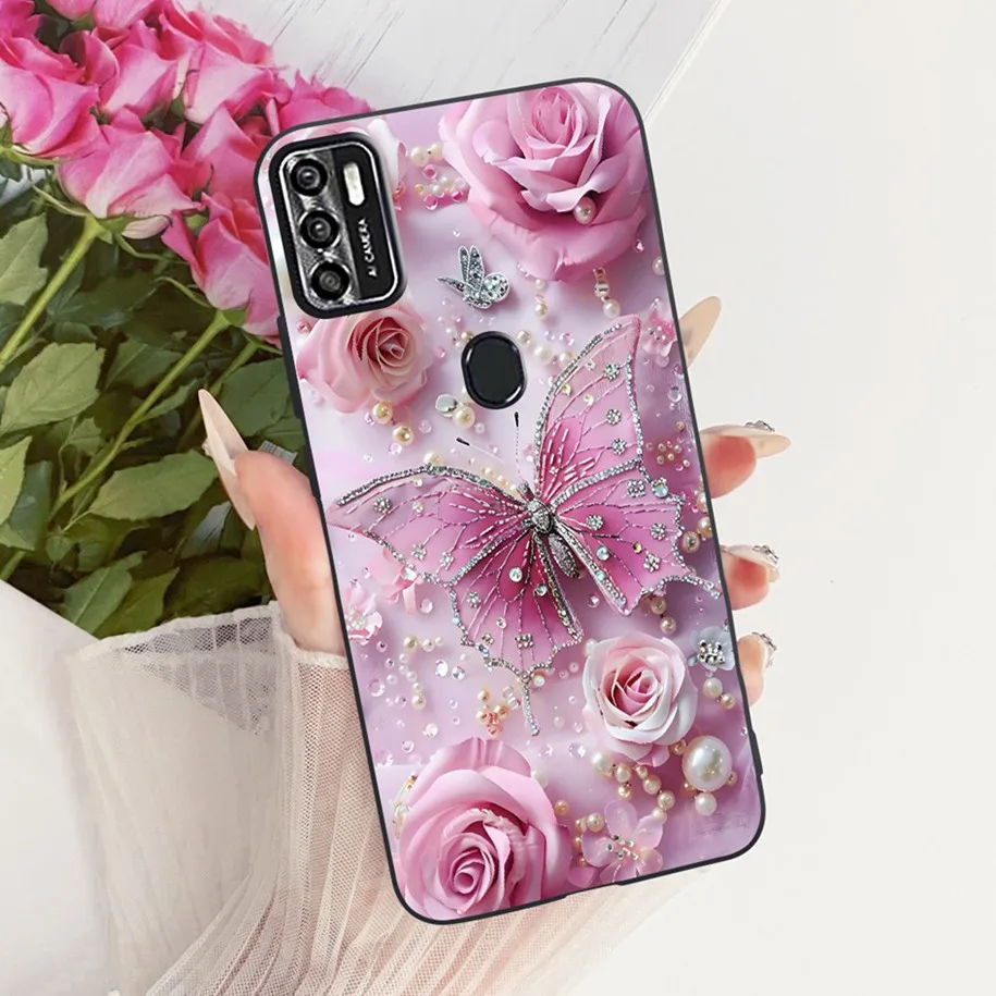 Floral Soft Black Silicone Bumper Phone Cover