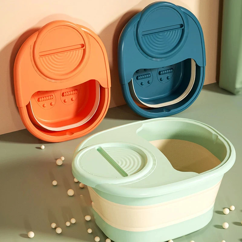 Folding Bucket Portable Retractable Plastic Household Foot Bath Bucket Massage Foot Wash Soak Tub Folding Storage