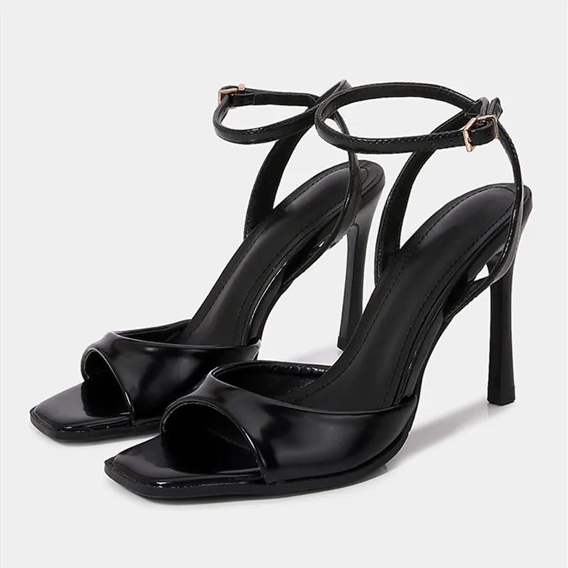 Women Sexy Square Open Toe High Heels Ankle Strap Buckle Heeled Sandals Summer Elegant Party Office Shoes