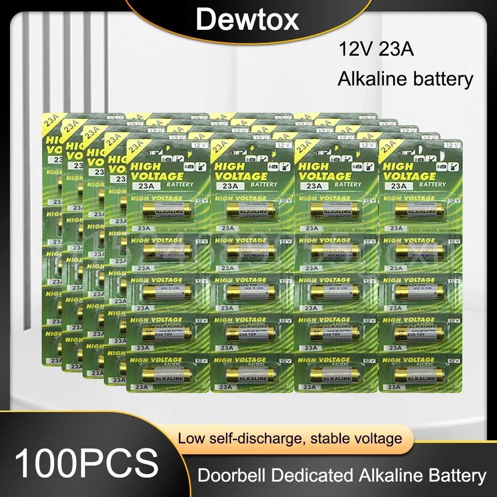 

100PCS 12V Alkaline Battery A23 23A 23GA A23S E23A EL12 MN21 MS21 V23GA GP23A LRV08 for Remote Control Doorbell Toy Dry Cell